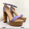 Olomm Real Photos Women Platform Sandals Block High Heels Open Toe Beautiful Violet Party Shoes Ladies US Plus Size 5-20