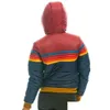 Kurtki damskie damskie donsignet płaszcz w dół 2022 Casual Rainbow Fashion Zip-up Stripeed Plus Size Hat Drop dostaw