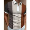 Polos pour hommes Polo décontracté d'été pour hommes Col rabattu Zipper Stripe Print T-Shirt Couleur unie Gulf Vêtements Business Tops Tees 230417