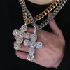 New zircon 92mm high and super large cross solid pendant retro hip hop Big Button Necklace Jewelry252W