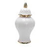 Storage Bottles Modern Ceramic Ginger Jar Flower Vase With Lid Handicraft Temple Jars Table Centerpiece Decoration