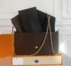 Bolsa de designer feminina conjunto de três peças, bolsa crossbody elegante, mini bolsa de ombro bolsa de luxo nas axilas bolsa de couro bolsa de moedas