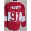 Hombres Retro hockey''nHl'' 91 Sergei Fedorov Jersey Vintage Classic 40 Henrik Zetterberg 33 Kris Draper 31 Curtis Joseph 93 Johan Franzen cosido