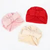 Baby-Kinderhüte Bowknot Turban Knotenkappen für Kleinkinder von 0-3 Jahren Kleinkinder einfarbige Kopfwickel Ohrenabdeckung Childen Beanie Bow