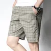Shorts masculinos masculinos shorts de algodão xadrez casual shorts masculinos homens e blue moda moda masculina shorts de verão estilo bray praia 230417