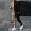 MEN MAWN TRACHSUITS PLAID 3D PRINT STING SHALE SPORTWAER JOGGER OUTFIT SUIT MAWN ALGES