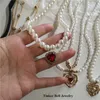 Naszyjniki wiszące vintage barokowe estetyczne serce wisior z cyrkon Pearl łańcuch Choker Naszyjnik dla kobiet Y2K Party Biżuteria Prezenty świąteczne Z0417