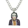 Pendant Necklaces Men Women Hip Hop Iced Out Bling Clown Necklace With 11mm Miami Cuban Chain HipHop Fashion Charm Jewelry223Z