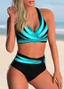 Women's Swimwear Push Up Bikinis Halter Swimsuit Women High Waist Swimwear Female Bathing Swimming Swim Suit Bathers Beachwear Ladies 230417