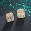 Gold Silver Colors Iced out CZ Premium Diamond Cluster Zirconia Cubic Stud Earrings for Men Women Hip Hop Jewelry1727