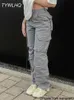 Men's Pants Vintage Cargo Pants Baggy Pants Women Fashion 90s Streetwear Pockets Wide g High Waist Straight Y2k Denim Trouser263d