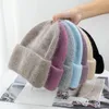 BeanieSkull Caps Modieuze en warme kasjmierwol Skullies Angora Rabbit Skin Winter gebreide mutsen Dameshoed Triple Fold Ski Outdoor 231116