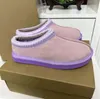 Stivali firmati Pantofole Tasman Tazz seme di senape Ciabatte in pelliccia di castagno Pelle di pecora Stivale classico con plateau ultra mini Scarpe slip-on invernali in lana autunnale Tomaia in pelle scamosciata con scatola