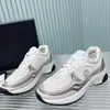 Luxury designer new matching color increase casual womens shoes Silver leather white mesh cloth lace-up running 2023 outdoor travel shoes womens shoe Sizes 35-42+box