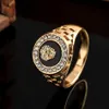 Punk Männer Lion Kopf Ringe Kristall Emaille Ring für Frauen Gold Legierung Hohl Finger Vintage Hip Hop Rock Party Marke schmuck246A