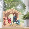 Estatuetas decorativas estátua cenário de natividade baby jesus figura berço de natal