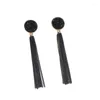 Dangle Earrings Korean Vintage Black Water Drop Long Thread Tassel for Women 925 Silver Needle Geometric Fashion Jewelryギフト