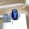 Cluster Ringe WPB Premium Damen Nachahmung Big Sapphire Ring Damen Luxus Schmuck Brillant Zirkon Design Geschenk Party Für Schöne Mädchen