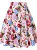 Jupes Vintage Floral Imprimé Une Ligne Tunique Femmes Jupes Taille Haute Femme Années 50 Années 60 Swing Rockabilly Jupes Printemps Été 230417