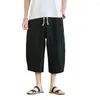 Calça masculina estilo chinês de verão masculino casual masculino grotch hip hop homem joggers jogadores pernas largas pantalones hombre