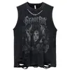 T-shirts pour hommes 4 modèles gilet style gothique haut court punk heavy metal recadré décontracté harajuku démon noir vintage lavé été streetwear 230417