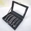 Jewelry Boxes Black Box Bracelet box necklace arched small display flannel cover jewelry storage 231117