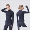 Yoga Outfit Lu Jacke Damen Definieren Workout Sport Mantel Fitness Sport Quick Dry Activewear Top Solid Zip Up Sweatshirt Sportwear Drop Dh5Cd