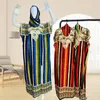 Abbigliamento etnico 2023 Africa Abito in cotone Donna Dashiki Maxi Stampa floreale africana Sciarpa Hijab a maniche corte estiva casual allentata