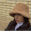 Wide Brim Hats Bucket Lamb Wool Hat Winter Women Thicken Warm Solid Color Basin Caps Korean Fashion Fisherman Unisex Outdoor Accessories 231117