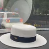 Sombrero clásico de paja de abeja, sombrero de bombín tejido dorado Retro europeo, ala ancha para mujer, sombrilla de protección solar, gorra plana