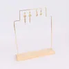 Jewelry Pouches Earrings Necklace Hanging Organizer Display Rack Stand Bracelet Holder With Wood Base Storage