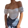 Women's T Shirts Women Off Should Tees Top Puff Sleeve Princess T-shirts Tops Fashion Girls Vintage Retro Tube Bandeau Outfits
