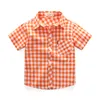 Camicie per bambini Stile Neonati maschi Camicia in cotone Plaid a righe Casual Camicie per bambini Manica corta Bambini Vestiti per bambini Per l'estate 230417