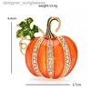 Pins Brooches Wuli baby Enamel Pumpkin Brooches For Women Classic Rhinestone Halloween Brooch Pin GiftsL231117