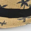 Mode Adultes Enfants Chapeaux De Jazz De Paille Hommes Enfants Garçons Mode Chapeaux De Seau De Paille Noix De Coco Imprimé Été Plage Pare-Soleil Casquette De Pêche Bleu Beige Kaki Blanc