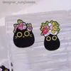 Pins Brooches Cute Black Cats Enamel Pins Custom Big Eyes Kitten Brooch Lel Badge Floral Animal Cartoon Funny Jewelry Gifts for Girl FriendsL231117