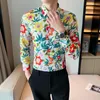 Men's Casual Shirts Plus Size 5XL Pure Cotton Print For Men Long Sleeve Button Up Male Dress Floral Shirt Business Fashion Ropa Hombre