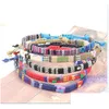 Charm-Armbänder für Damen, handgefertigt, geflochtene Schnürarmbänder, wasserdichtes Wachsseil-Armband, Mticolor Surfer Wrap, verstellbar, Boho, Sommer, Dhcng