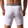 Sous-vêtements hommes longs boxer sous-vêtements ensembles hommes shorts été respirant glace soie culotte mâle sexy homme slips homme boxershorts