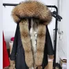 Frauen Pelz Faux Maomaokong Winter Mäntel Kaninchen Futter Jacke Natürliche Echte Waschbär Kragen Parka Fuchs Lange Weibliche Kleidung 231116