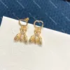 Luxus Diamant Biene Anhänger Ohrstecker Kristall Gold Creolen Damen Strass Dangler Schmuck Ohrring Party Hochzeit