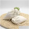 Packing Bags Wholesale Reusable Cotton Linen Dstring Bags For Wedding Christmas Gift Diy Package Small Plain Pouches Home Dustproof St Dhkoe
