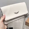 Avondtassen Populaire damestas Handtas Vleugels Diamantstrijken Zadig Et Voltaire Klinknagels Schapenvacht Leer Messenger Crossbody Handtassen Twee kettingen Lad6