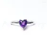 Anelli a grappolo Anello con ametista Natural Real 925 Sterling Silver Fine Jewelry Love Heart Style 0.5ct Gemstone # T18100804