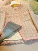 Misturas de lã feminina casaco de lã francês elegante qualidade superior doce rosa xadrez senhoras lã outerwear feminino outono chegar 231116