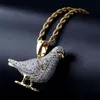 Hip Hop Sieraden Iced Out Duif Hanger Ketting Met Gouden Ketting voor Mannen Micro Pave Zirkoon Dier Necklace229n