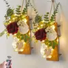 Vases 2PCS Rural Style Wall Lamp Mason Can Handmade Art Hanging Design with Remote Control Living Room Decoration 231116