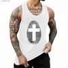 Herren Tank Tops Männliche Sommerwesten Mode Fingerabdruck Kreuz Tank Top O Hals ärmellos Sport T-Shirt 2022 Marke Gym Fitness Männer Bluse Casual Blusa T230417