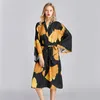 Kadınların pijama ipek kimono cüppeleri kadınlar için saten bornoz uzun nedime
