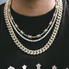 Cadena de eslabones de alambre de púas helada de 10 mm, collar relleno de oro de 14 quilates 6 veces para hombres, accesorio de rapero de hip hop